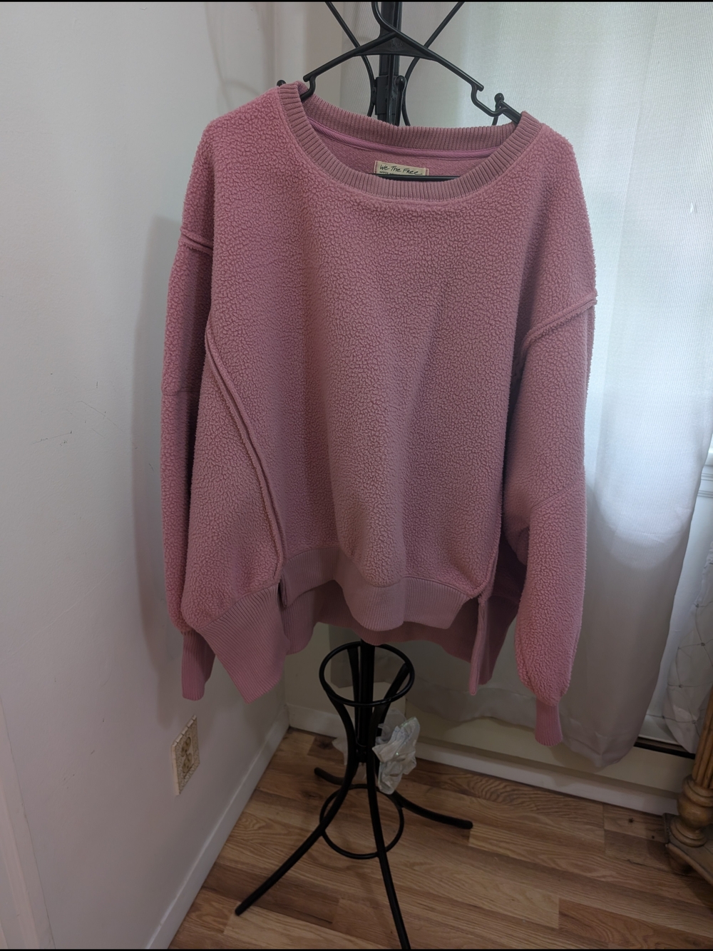 We The Free Dusty Pink Sherpa Crewneck Sweatshirt Size Medium